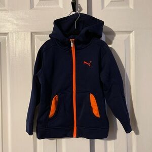 Boys Puma Navy Blue & Orange Zip Up Hooded Jacket New Without Tags Size 4